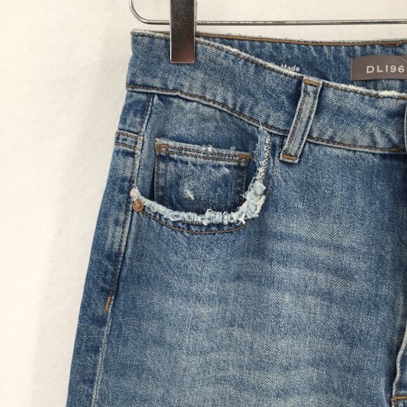 DL1961 Jerry High Rise Vintage straight jeans raw edge Westbrook distress new 27 - Picture 5 of 13